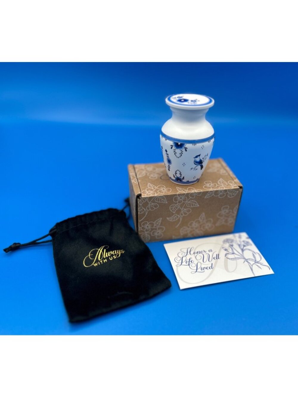 Handcrafted Delft Style Small Keepsake Urn